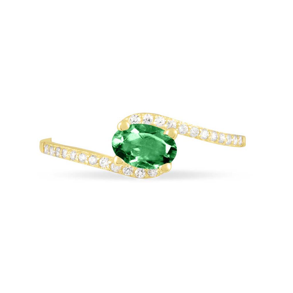 Bague Loriane Or Jaune Emeraude Et Diamant - Bagues solitaires Femme | Histoire d&rsquo;Or
