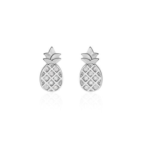 Boucles D'oreilles Puces Harold Argent Blanc Oxyde De Zirconium - Boucles d'oreilles fantaisie Femme | Histoire d’Or
