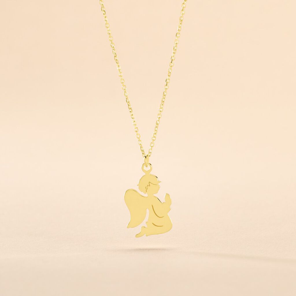 Collier Hallie Ange A Genoux Or Jaune - Colliers Baptême Enfant | Histoire d’Or