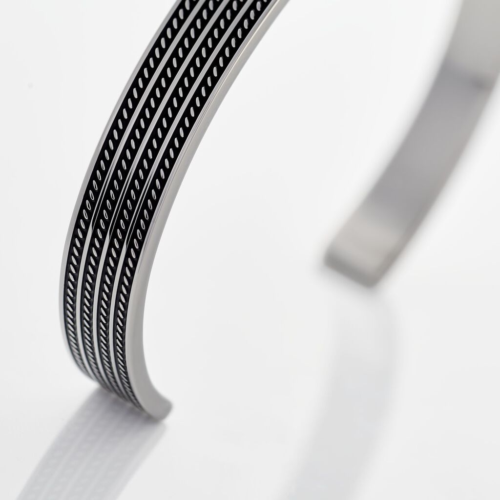 Bracelet Jonc Ouvert Acier Bicolore Anderson - Bracelets joncs Homme | Histoire d’Or
