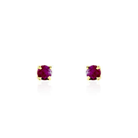 Boucles D'oreilles Puces Elea Serti Griffe Or Jaune Rubis - Clous d'oreilles Femme | Histoire d’Or