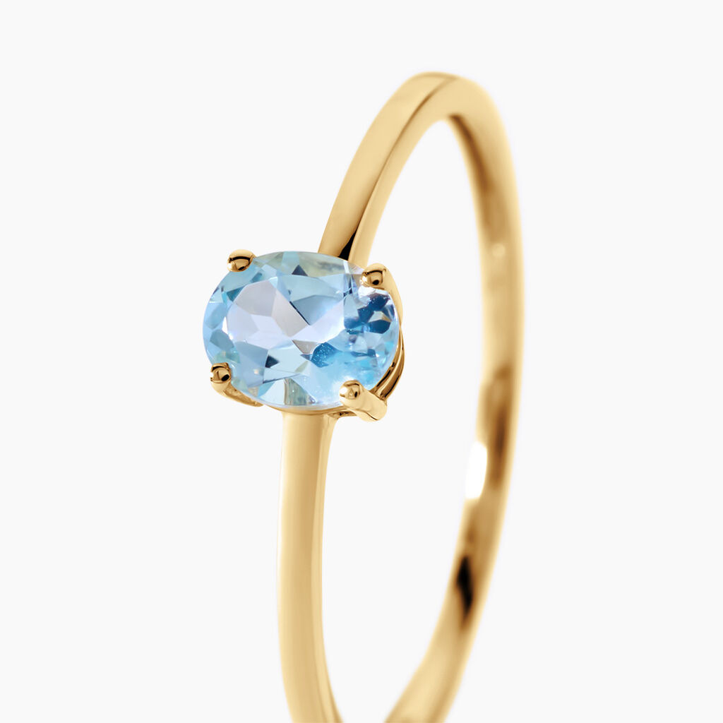 Bague Valentino Argent Dor&eacute; A L'Or 750/1000 Topaze - Bagues solitaires Femme | Histoire d&rsquo;Or