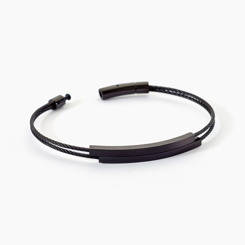 Bracelet Jonc Jakob Acier Noir Sans Pierre - Bracelets joncs Homme | Histoire d’Or