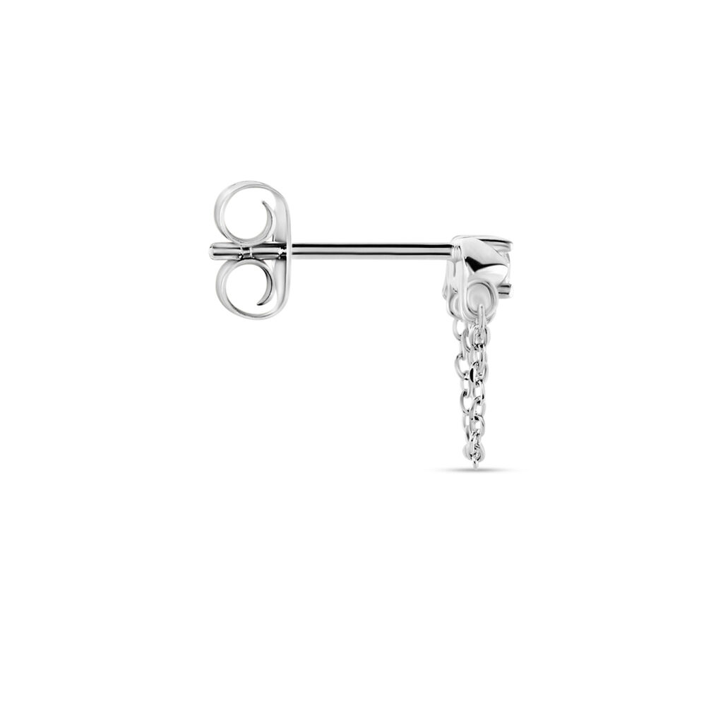Boucle D'oreille Puce Unitaire Duane Argent Blanc Oxyde De Zirconium - Boucles d'oreilles fantaisie Femme | Histoire d’Or