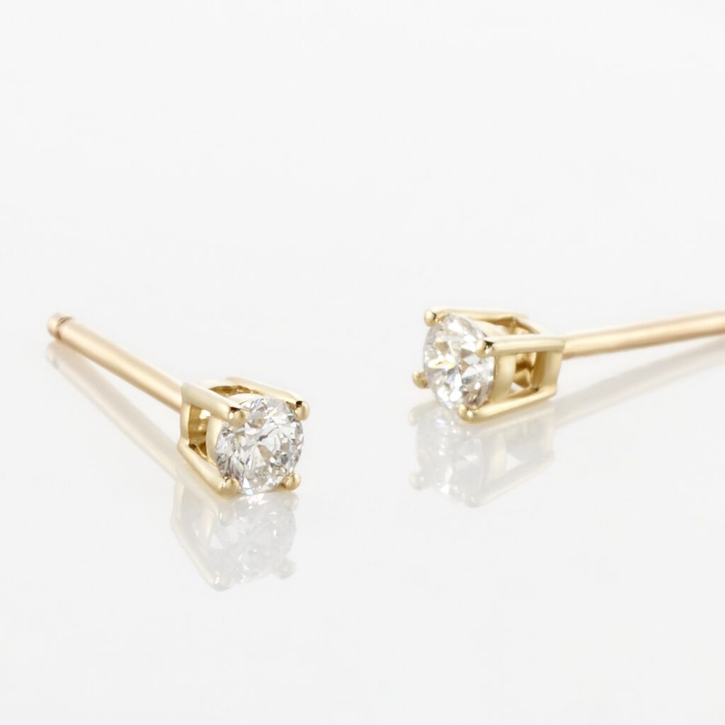 Boucles D'oreilles Puces Aphrodite Or Jaune Diamant - Clous d'oreilles Famille | Histoire d&rsquo;Or