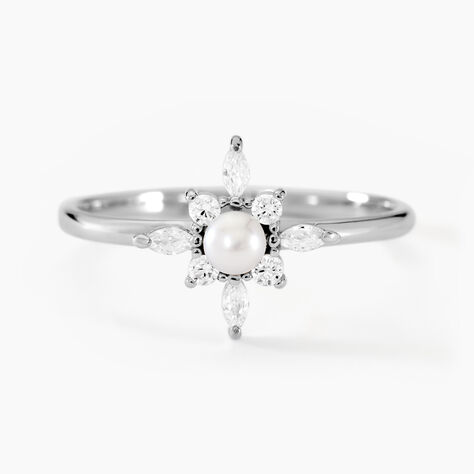 Bague Rhoda Argent Blanc Perle De Culture Oxyde De Zirconium - Bagues solitaires Femme | Histoire d’Or