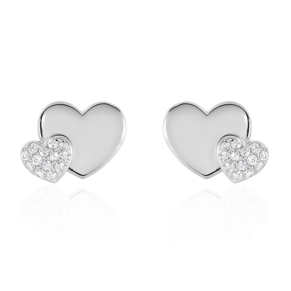 Boucles D'oreilles Puces Flamen Argent Blanc Oxyde De Zirconium - Boucles d'oreilles fantaisie Femme | Histoire d’Or
