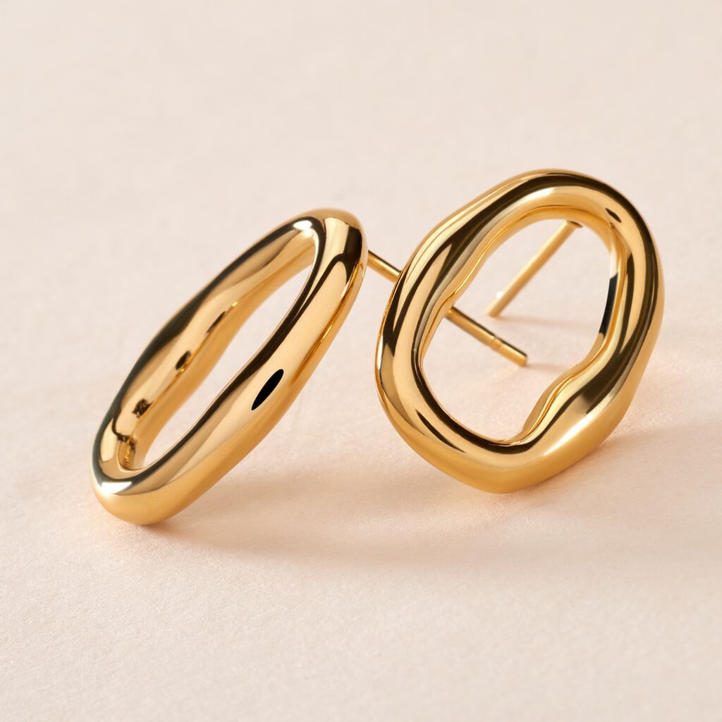 Boucles D'oreilles Gold Aura Acier Jaune - Boucles d'oreilles créoles Femme | Histoire d’Or