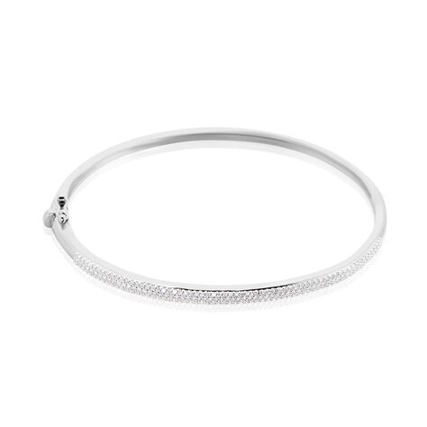 Bracelet Jonc Posie Or Blanc Diamant - Bracelets joncs Femme | Histoire d’Or