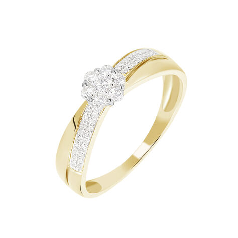 Bague Magnolia Croisee Or Jaune Diamant - Bagues avec pierre Femme | Histoire d’Or