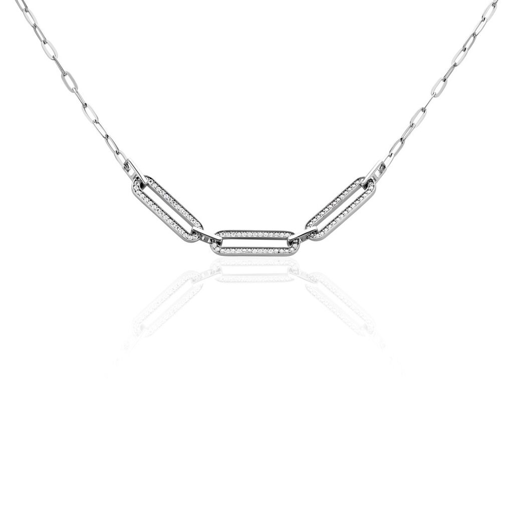 Collier Trait D'union Argent Blanc Oxyde De Zirconium