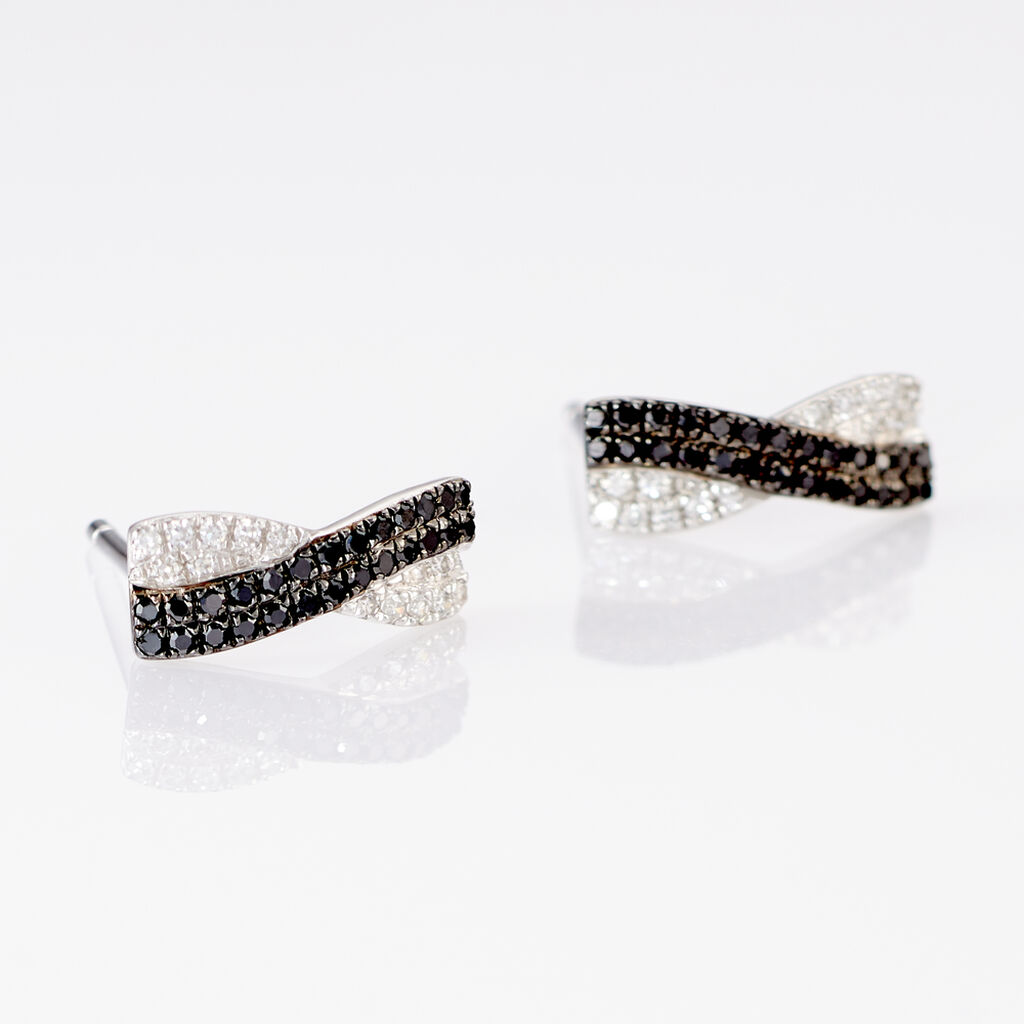 Boucles D'oreilles Puces Alric Or Blanc Diamant - Clous d'oreilles Femme | Histoire d’Or