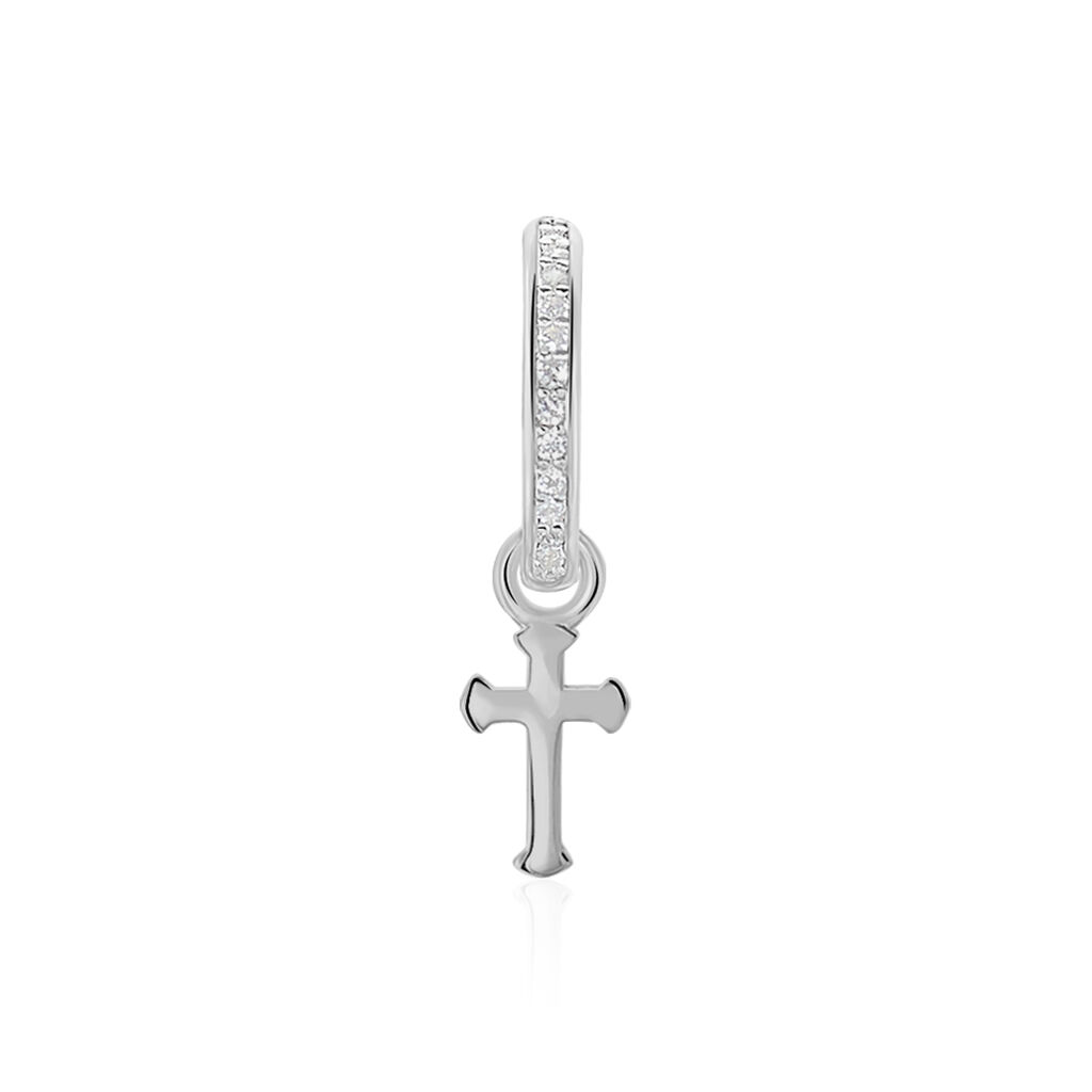 Créole Unitaire Ancelin Rondes Argent Blanc Oxyde De Zirconium - Boucles d'oreilles créoles Femme | Histoire d’Or