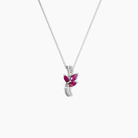 Collier Angie Or Blanc Diamant Et Rubis