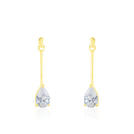 Boucles D'oreilles Pendantes Goutte Or Jaune Oxyde De Zirconium - Boucles d'oreilles pendantes Femme | Histoire d’Or
