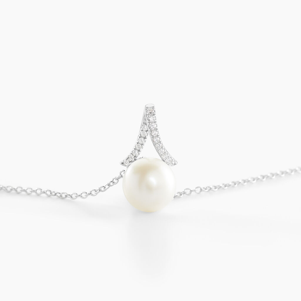 Collier Albine Argent Blanc Perle De Culture Et Oxyde De Zirconium - Colliers fantaisie Femme | Histoire d’Or