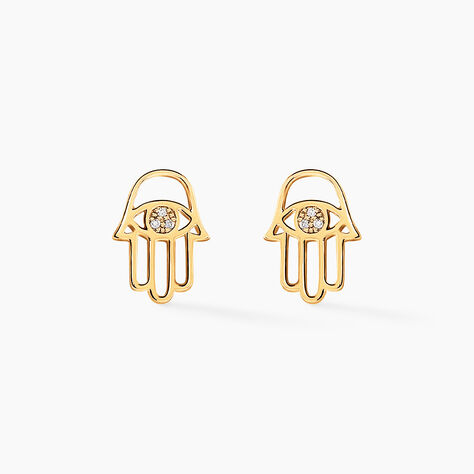 Boucles D'oreilles Puces Jamal Or Jaune Diamant - Clous d'oreilles Femme | Histoire d&rsquo;Or