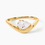Bague Sunset Riviera Argent Dor&eacute; A L'Or 750/1000 Oxyde De Zirconium - Bagues solitaires Femme | Histoire d&rsquo;Or