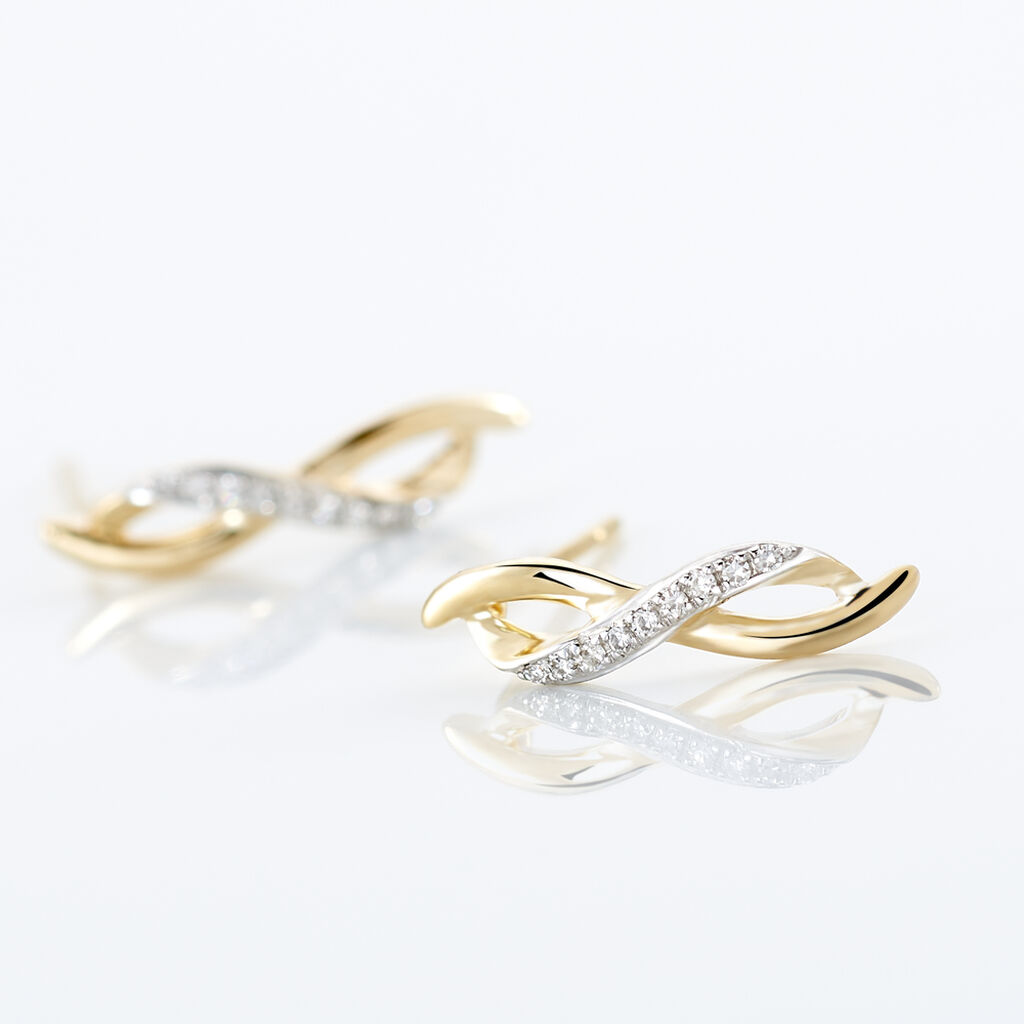 Boucles D'oreilles Puces Smina Or Jaune Diamant - Boucles d'oreilles pendantes Femme | Histoire d’Or