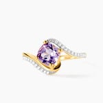 Bague Maria-serena Or Jaune Amethyste Et Oxyde De Zirconium - Bagues solitaires Femme | Histoire d&rsquo;Or