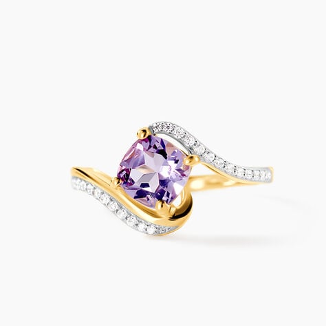 Bague Maria-serena Or Jaune Amethyste Et Oxyde De Zirconium - Bagues solitaires Femme | Histoire d&rsquo;Or