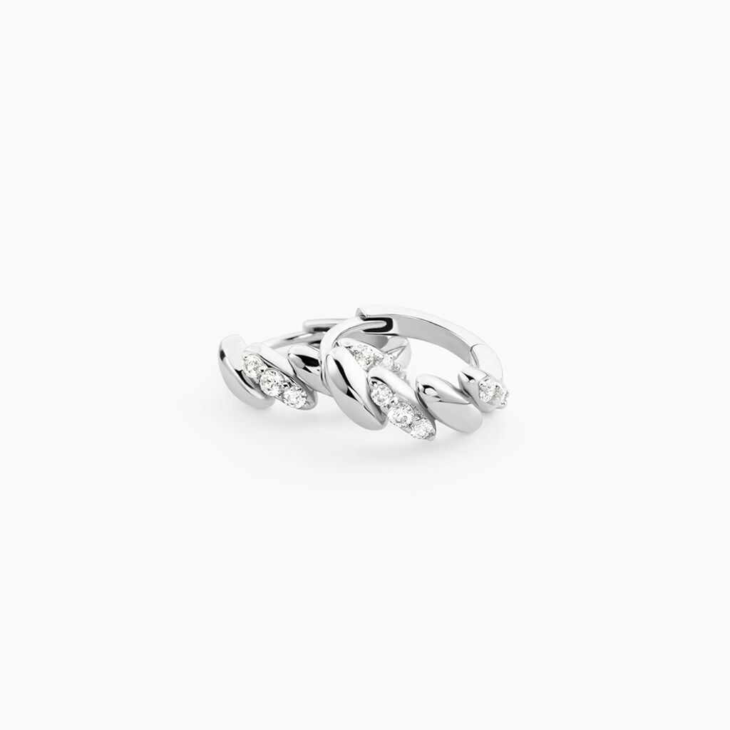 Cr&eacute;oles Fulk Argent Blanc Oxyde De Zirconium - Boucles d'oreilles cr&eacute;oles Femme | Histoire d&rsquo;Or
