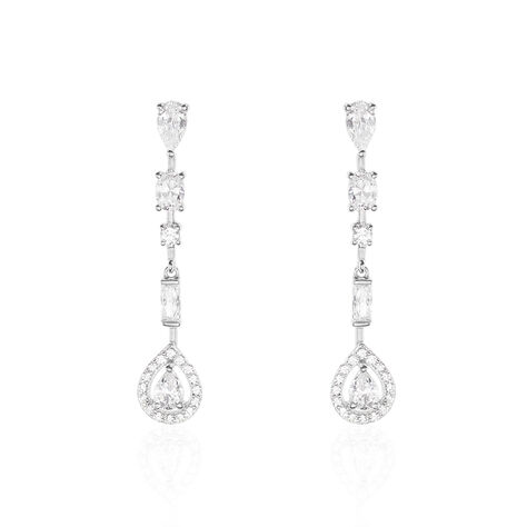 Boucles D'oreilles Pendantes Candia Or Blanc Oxyde De Zirconium - Boucles d'oreilles pendantes Femme | Histoire d’Or