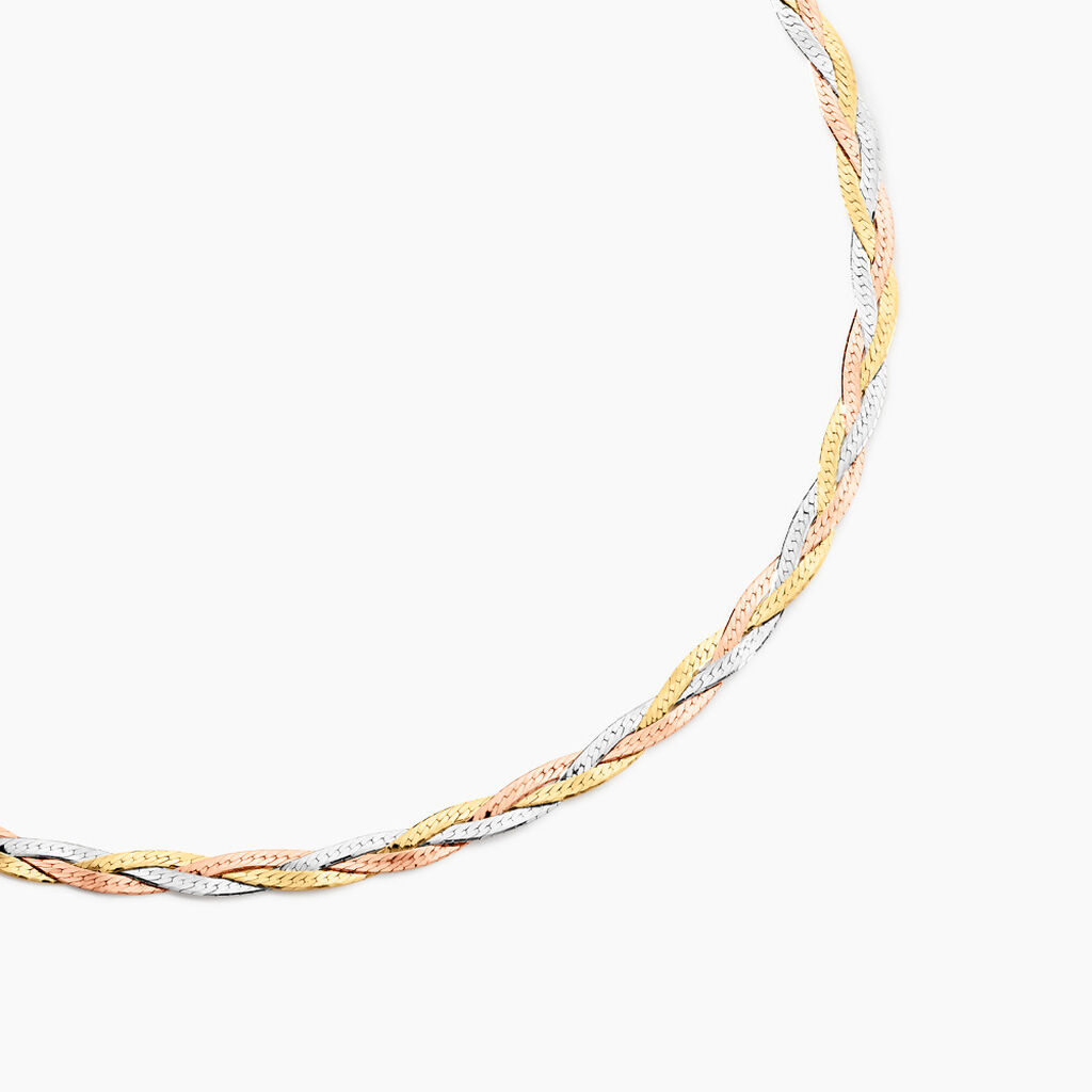 Collier Jasmin Tresse 3 Fils Or Tricolore - Chaines Femme | Histoire d’Or