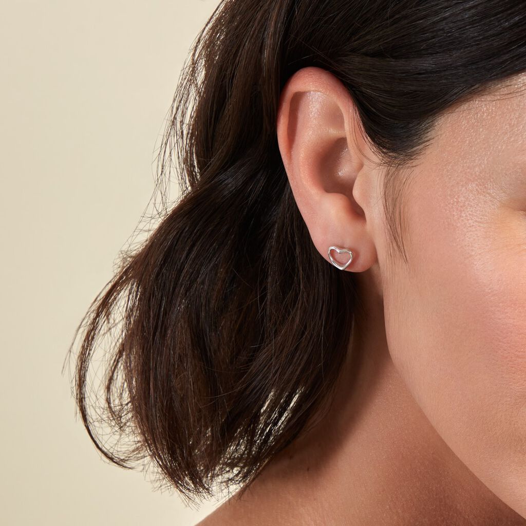 Boucles D'oreilles Puces Amerigo Argent Blanc - Boucles d'oreilles fantaisie Femme | Histoire d’Or