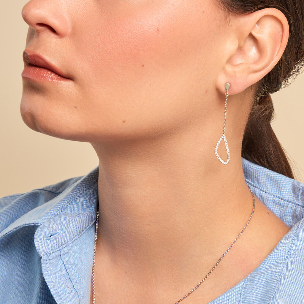 Boucles D'oreilles Pendantes Rosemay Argent Blanc Oxyde De Zirconium - Nouveautés Femme | Histoire d’Or