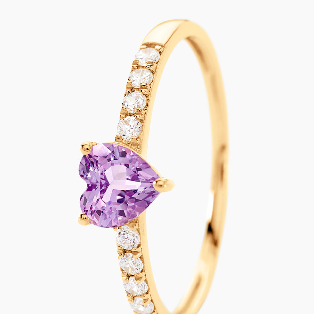 Bague Love Ring Or Jaune Améthyste Oxyde De Zirconium - Bagues solitaires Femme | Histoire d’Or