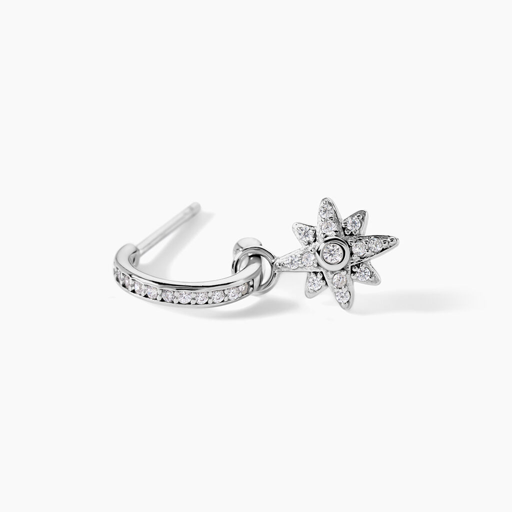 Cr&eacute;ole Unitaire Ancelin Rondes Argent Blanc Oxyde De Zirconium - Piercings d'oreilles Femme | Histoire d&rsquo;Or