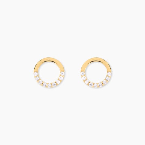 Boucles D'oreilles Puces Rimya Or Jaune Oxyde De Zirconium - Clous d'oreilles Femme | Histoire d&rsquo;Or