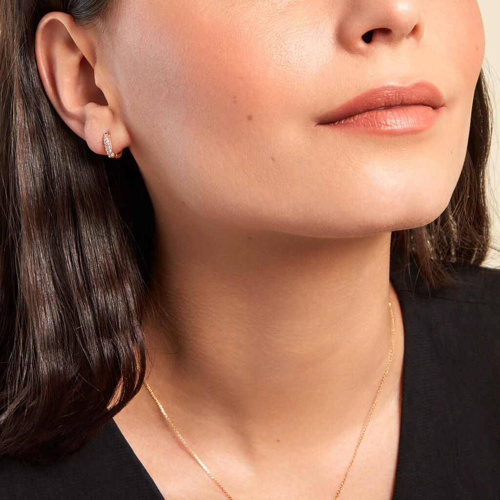 Créoles Liah Plaque Or Jaune Oxyde De Zirconium - Boucles d'oreilles créoles Femme | Histoire d’Or
