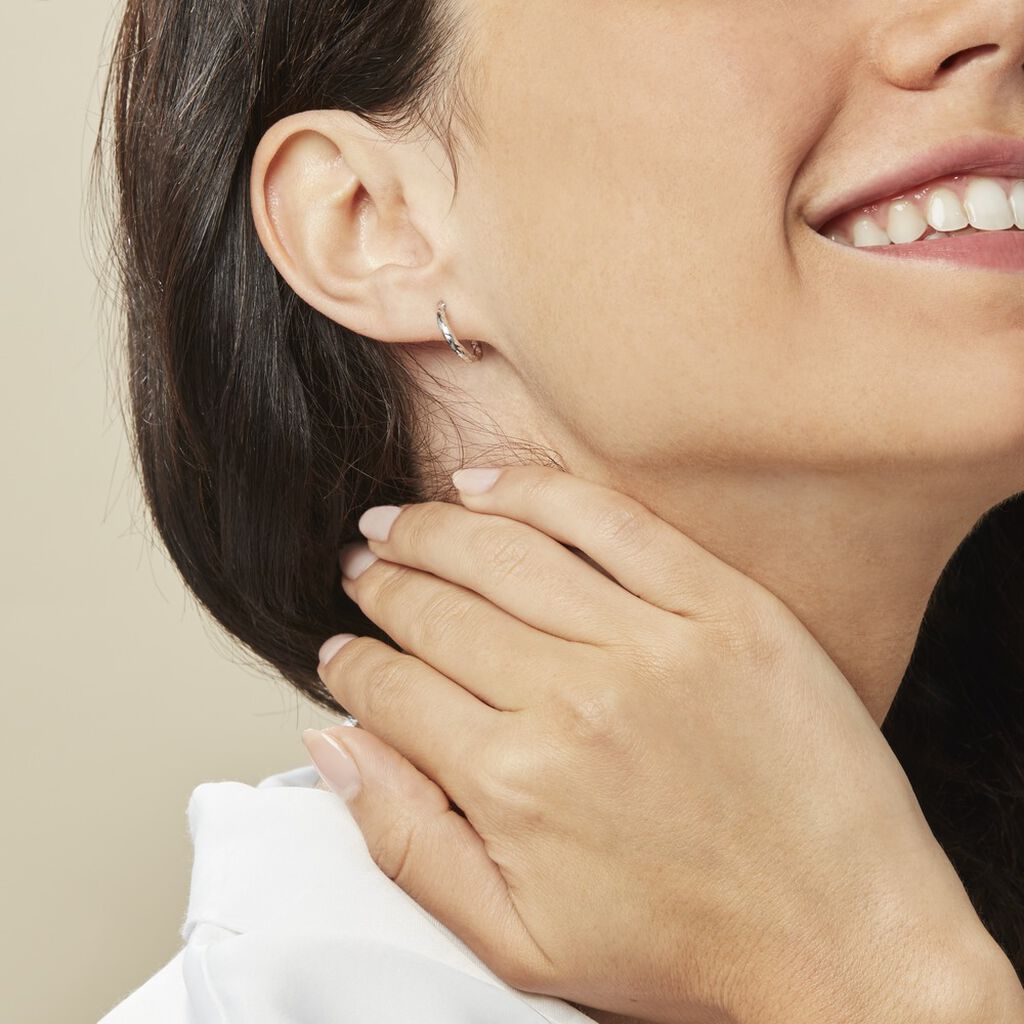 Créoles Cayla Or Blanc - Boucles d'oreilles créoles Femme | Histoire d’Or