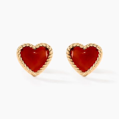 Boucles D'oreilles Puces Par Amour Plaque Or Jaune Agate - Boucles d'oreilles fantaisie Femme | Histoire d’Or