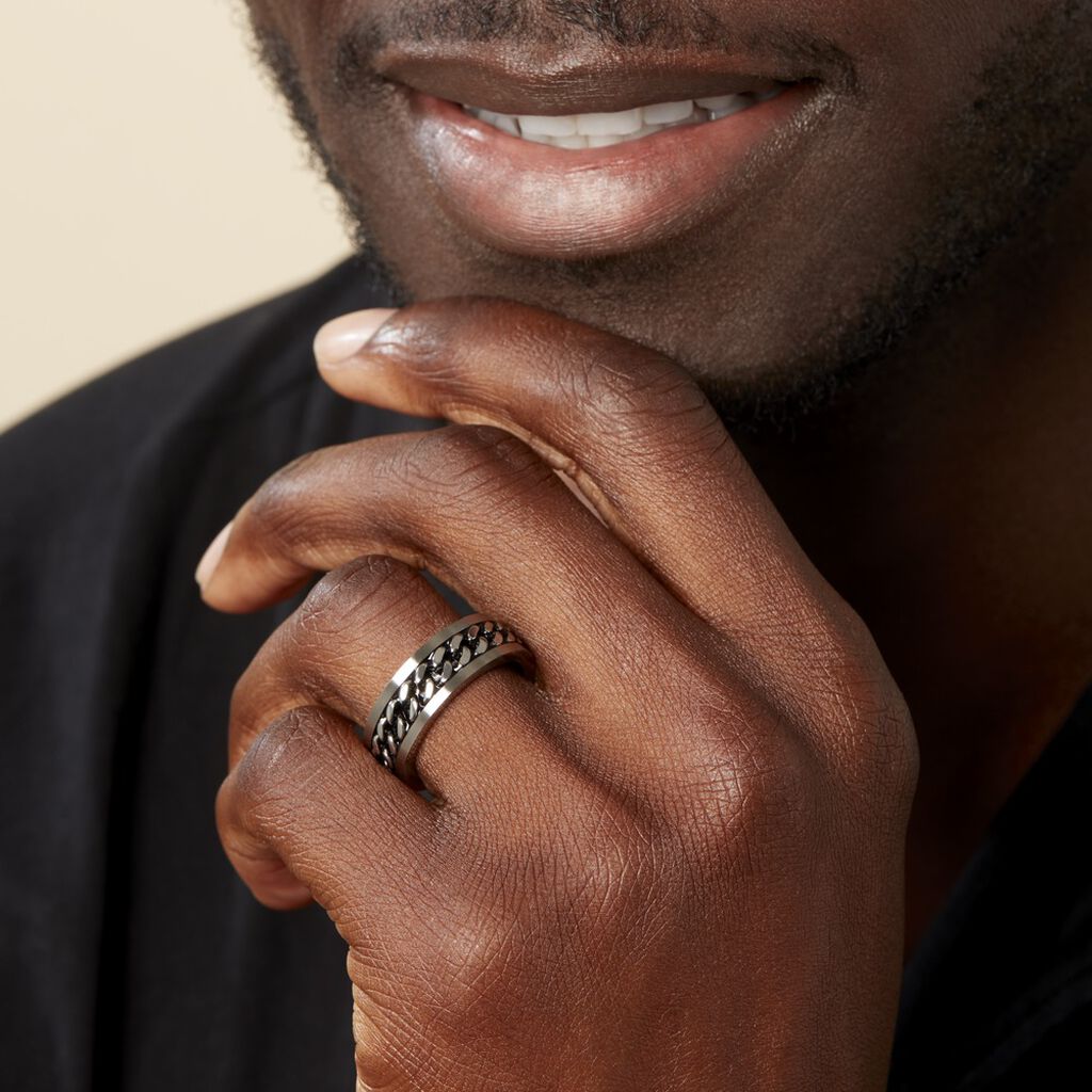 Bague Gaston Acier Blanc - Bagues fantaisie Homme | Histoire d’Or