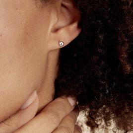 Boucles D'oreilles Puces Daria Serti Clos Or Blanc Oxyde De Zirconium - Clous d'oreilles Femme | Histoire d’Or