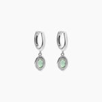 Creoles Evasion Argent Blanc Aventurine - Boucles d'oreilles cr&eacute;oles Femme | Histoire d&rsquo;Or