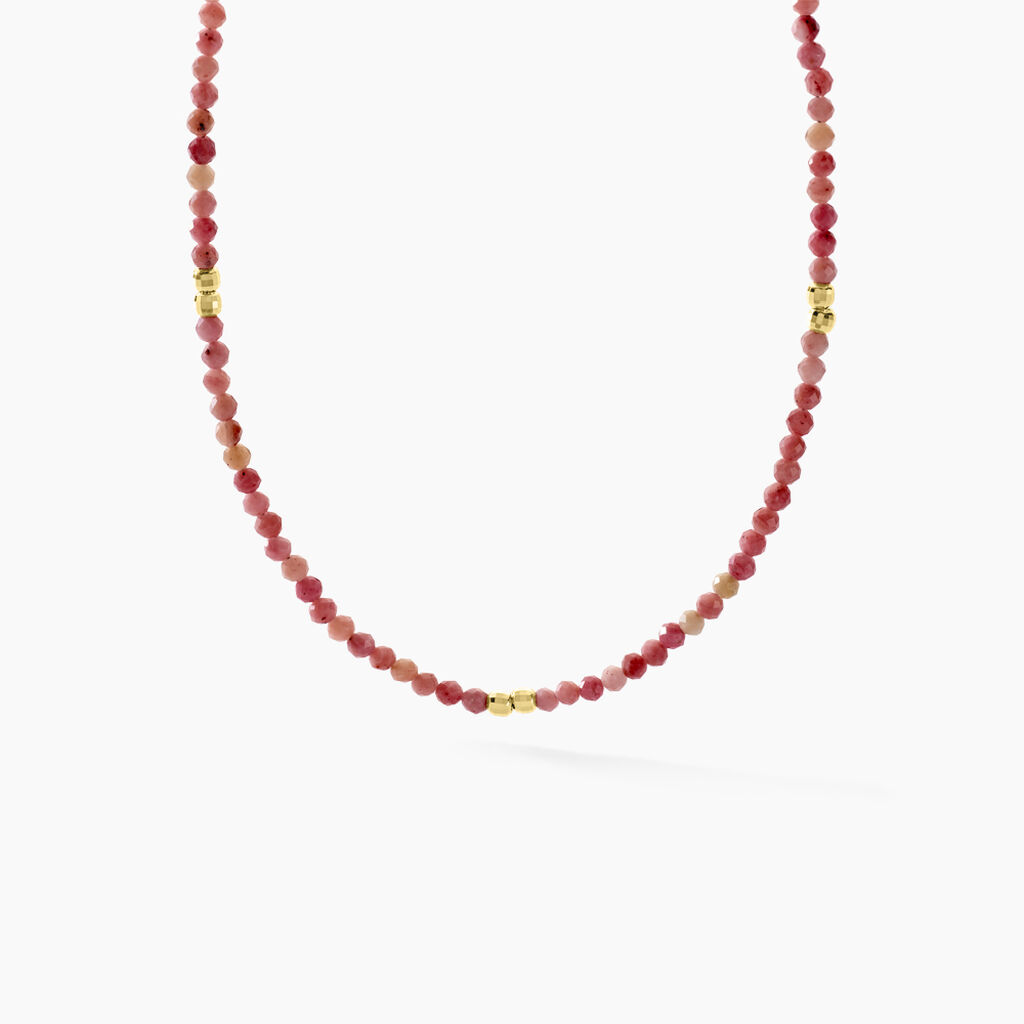 Collier Cyclades Argent Jaune Rhodonite - Ras de cou Femme | Histoire d&rsquo;Or