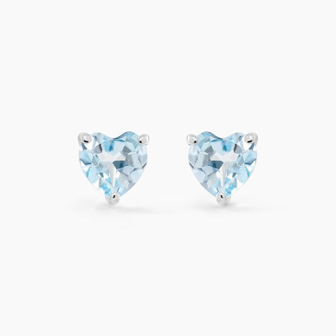 Boucles D'oreilles Puces Salona Or Blanc Topaze - Clous d'oreilles Femme | Histoire d’Or