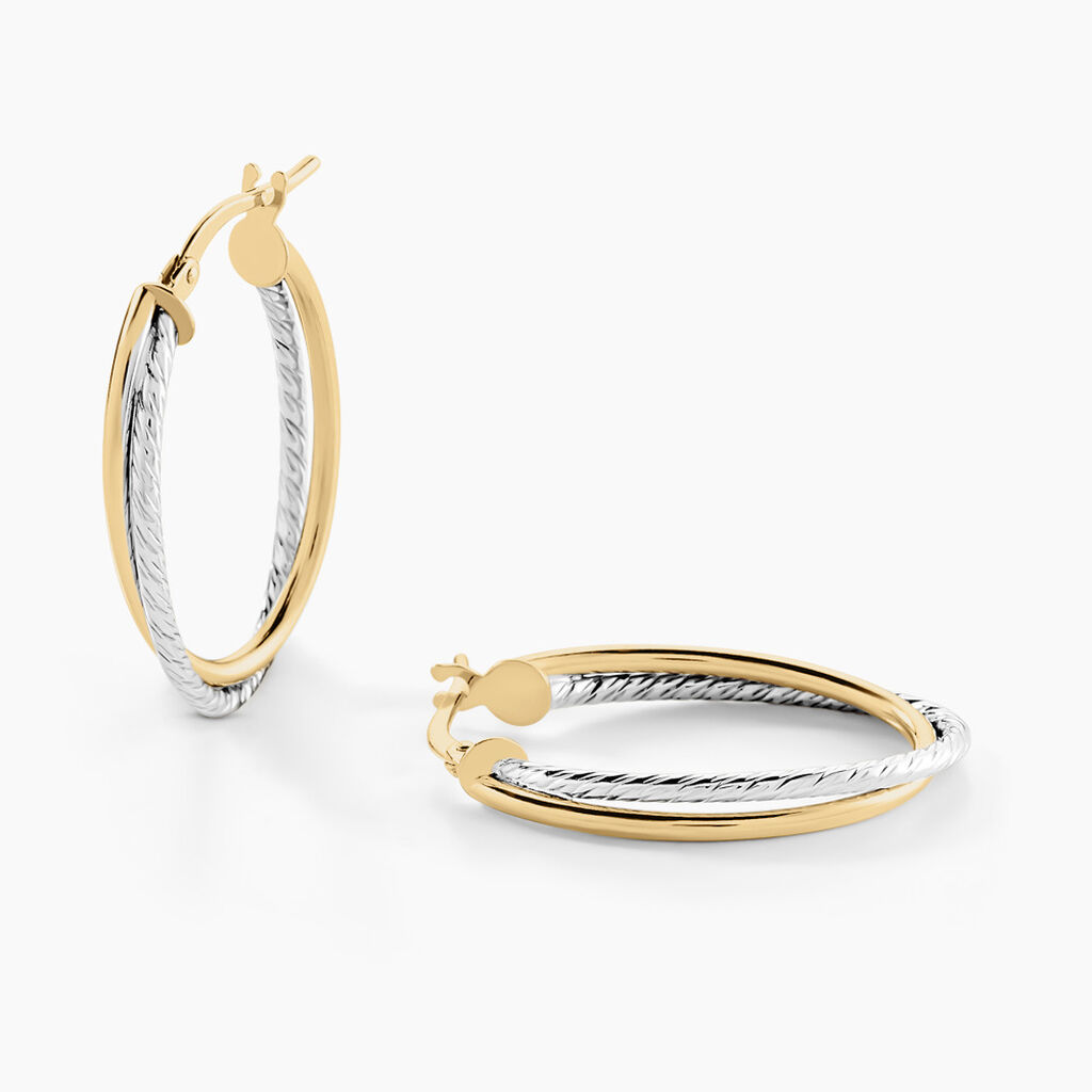 Cr&eacute;oles Maelia Or Bicolore - Boucles d'oreilles cr&eacute;oles Femme | Histoire d&rsquo;Or