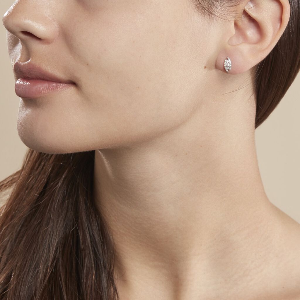 Boucles D'oreilles Puces Eternite Or Blanc Diamant - Clous d'oreilles Femme | Histoire d’Or