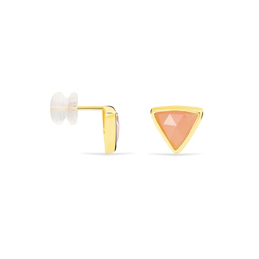 Boucles D'oreilles Puces Juliete Or Jaune Calcedoine - Clous d'oreilles Femme | Histoire d’Or