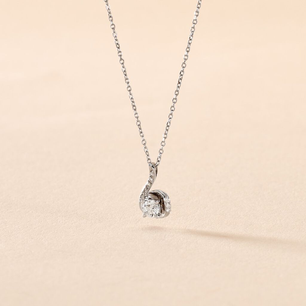 Collier Vrille Accompagnee Or Blanc Diamant - Colliers Femme | Histoire d’Or