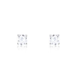 Boucles D'oreilles Puces Victoria Or Blanc Diamant - Clous d'oreilles Famille | Histoire d’Or