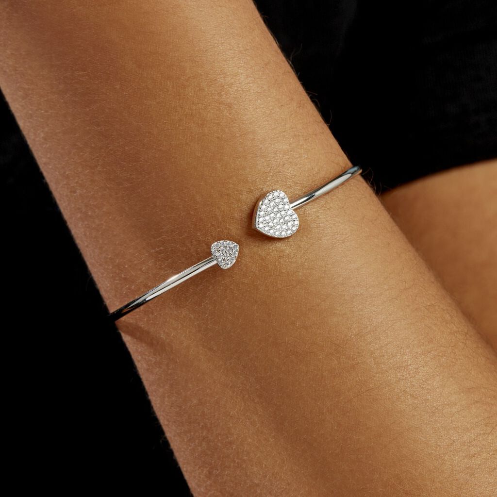 Bracelet Jonc Domitylle Argent Blanc Oxyde De Zirconium - Bracelets joncs Femme | Histoire d’Or