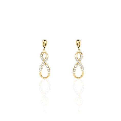 Boucles D'oreilles Pendantes Dunya Plaqué Or Jaune Oxyde De Zirconium - Boucles d'oreilles fantaisie Femme | Histoire d’Or