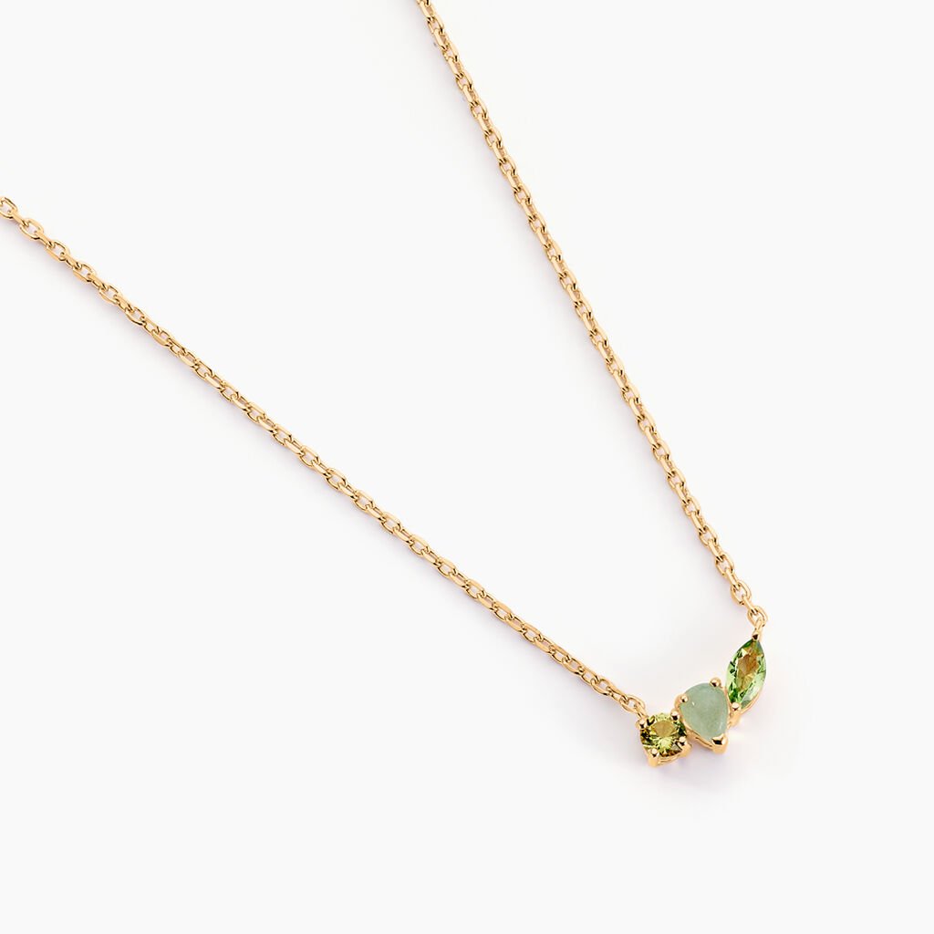 Collier Jasmee Plaque Or Jaune Aventurine Oxyde De Zirconium - Colliers Femme | Histoire d’Or