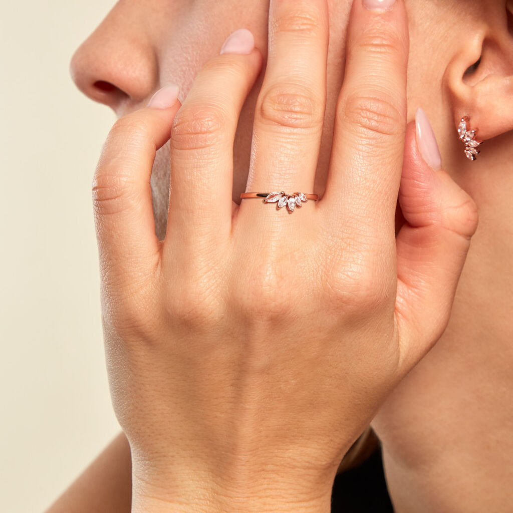 Bague Duchesse Argent Rose Oxyde De Zirconium - Bagues avec pierre Femme | Histoire d’Or
